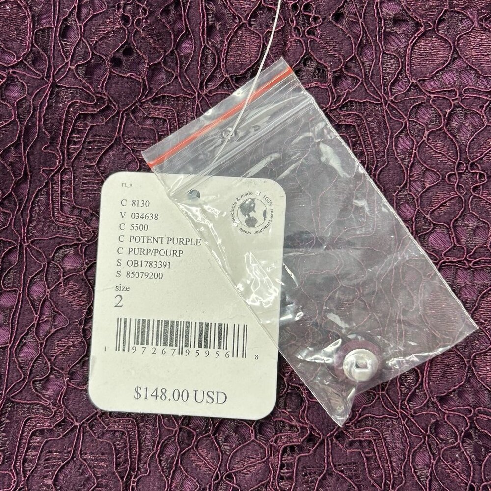 Free People Honey Honey Lace Mini Dress Size 2 Open Back Potent Purple - Picture 7 of 13